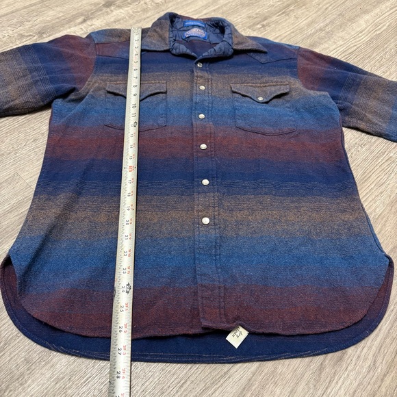 Vtg Pendleton Wool Brushpopper Western Shirt Pearl Snap Stripe USA Women’s LG - Picture 4 of 8